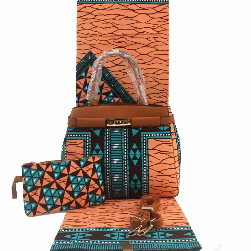 Лидер продаж, комплект в африканском стиле из ткани с 2 шт. женские сумки из натуральной кожи для вечерние Африканский Воск принты ткань Анкара Ткань 6 ярдов хлопчатобумажной ткани TN-A42