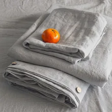 

Natural Nordic 100% Linen Bedding Duvet Cover Set Solid Gray Bed Linen with Elastic Sheet/Flat Sheet/Pillowcase for 150 Bed Home