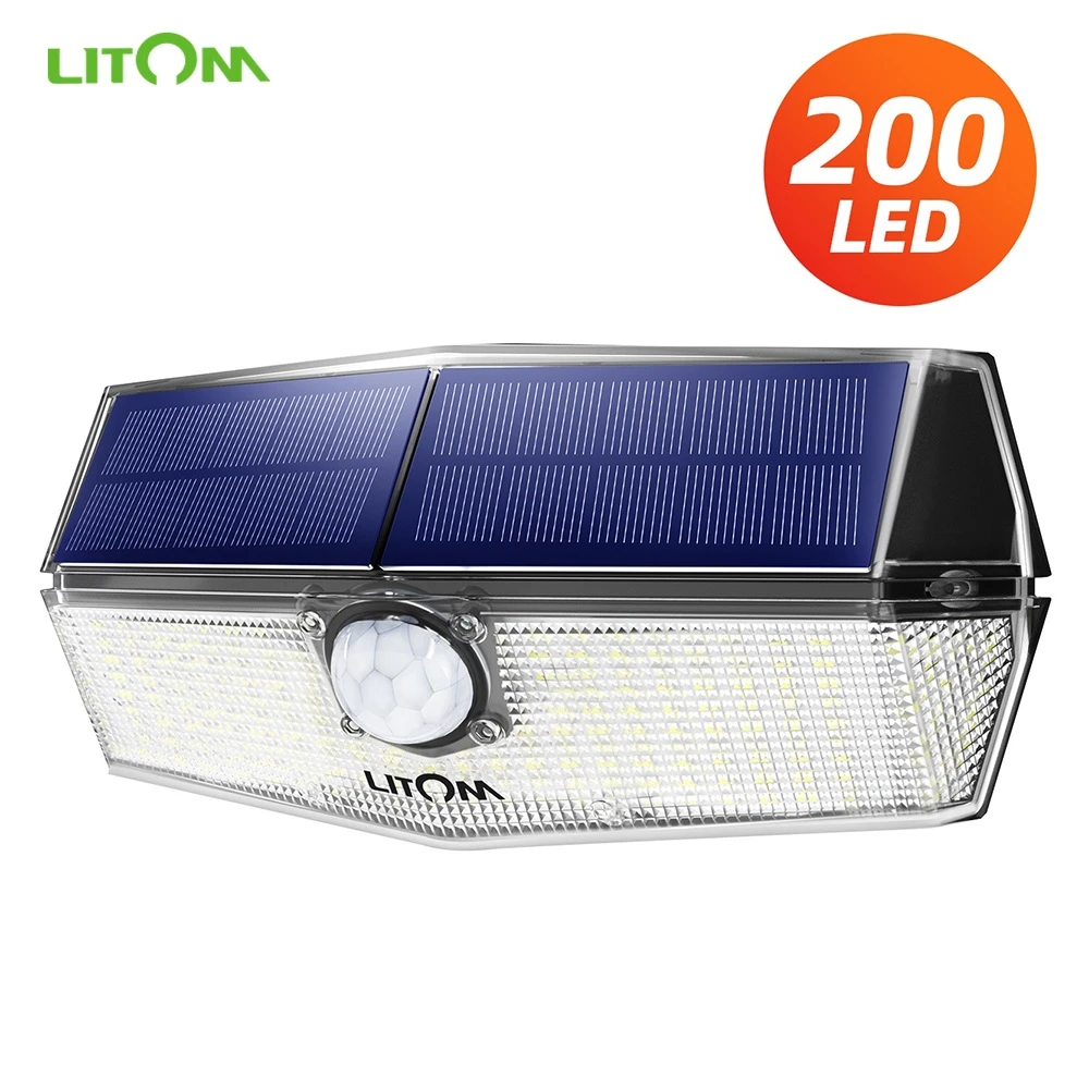 Upgraded Litom 200 Led Solar Light Ipx7 Waterproof Motion Sensor Wall Light 3 Adjustable Modes 270 Degree Wide Angle Garden Lamp Solar Lamps Aliexpress