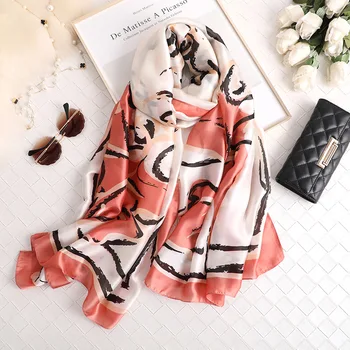 

2020 style Spring and summer female beach Fashion Headband muffler Women print silk scarf lady Superior quality scarves Shawl