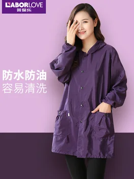 

Fashion gowns adult waterproof overalls overalls Korean home kitchen oil-proof apron long-sleeved jacket winter