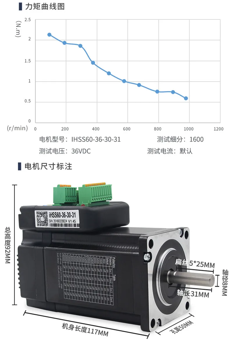 IHSS60-36-30-31 JMC Nema 24 3Nm DC36V интегрированный замкнутый контур шаговый двигатель с Драйвером