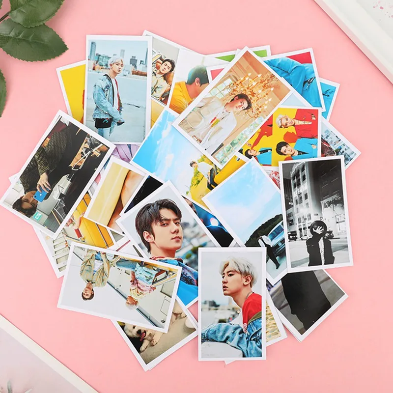 30 шт./кор. Album EXO CHANYEOL SEHUN альбом самодельные бумажные Lomo карты фото карты HD фотокарты вентиляторы подарок