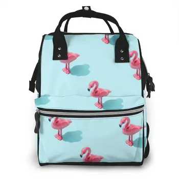 

Mummy Bag Summer Pink Flamingo Toy Nappy Backpack Large Capacity Stroller Bag Mom Baby Multi-function Waterproof Diaper Bag