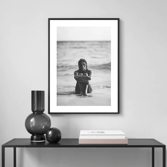 Nordic Black and White Marine Photography Art Print – Sexy Nude Women