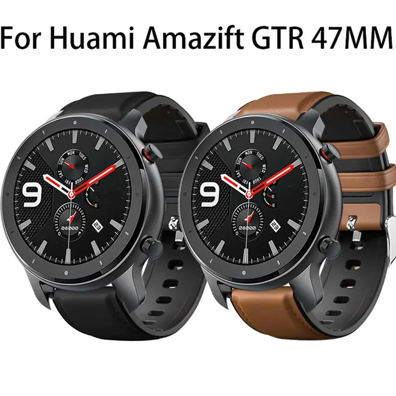 

PU Leather + Silicone Watch Strap For Xiaomi Huami Amazfit GTR 47mm Smart Wristband Replaceable Bracelet Strap For Amazfit Pace