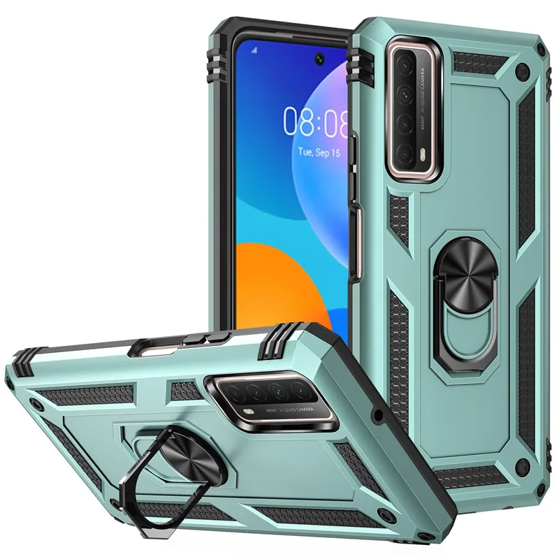 galaxy flip3 case עבור Huawei P חכם 2021 PSmart 2020 מקרה עמיד הלם מגנטי רכב מחזיק טבעת שריון מקרה עבור PSmart פרו 2019 P חכם Z Y7A Y9A galaxy z flip3 5g case