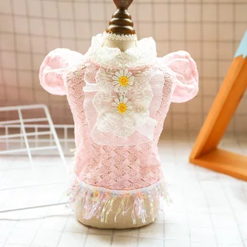 

Dog Dress Pets Outfits Dog Clothes Dog Skirt Puppy Pet Costume for Small Dog Party Temperament Princess Spring Summer Lace Pink