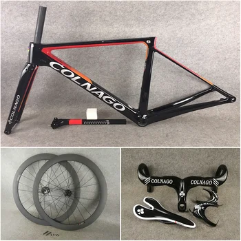 

T1100 UD Colnago V3Rs Disc carbon road frames Handlebar Saddle Bottle Holders 50mm disc carbon Wheelset Bicycle Disk Frameset