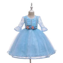 От 2 до 12 лет кружевные платья для девочек; элегантное платье принцессы; Сетчатое платье с длинными рукавами; детское платье для свадебной вечеринки; ТРАПЕЦИЕВИДНОЕ ПЛАТЬЕ с цветочным рисунком; Vestidos; D25