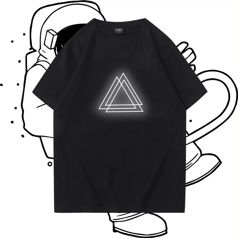 TOPESKO человек моды отражают светильник футболка светоотражающие хлoпoк крyглый