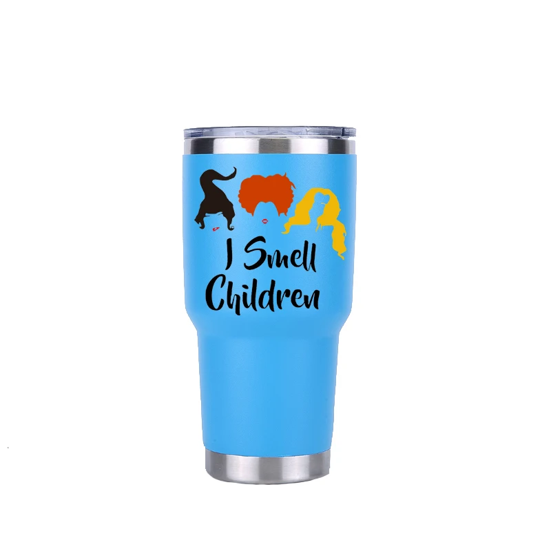 30 oz sky blue Хэллоуин hous Pocus 30 oz тумблер путешествия автомобиль пивная кружка с двойными стенками Изолированная вакуумная фляжка из нержавеющей стали Термос кофейные кружки - Цвет: 30 oz sky blue