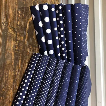 

Hundred Percent Pure Cotton Polka Dot Cloth Purplish Blue Bottom White Dotted Clothing Fabric Shirt Skirt Handmade Fabric/1M