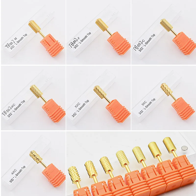 

6 in 1 Tungsten Carbide Milling Cutter Metal Nail Drill Bit Replace Electric Grinding Gel Polish Removing Nail Art Gold Bits NU