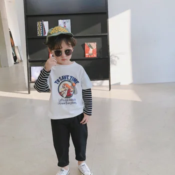 

2020 Korea style girls boys patchwork t-shirt spring fashion cotton kids boys top 1-6t