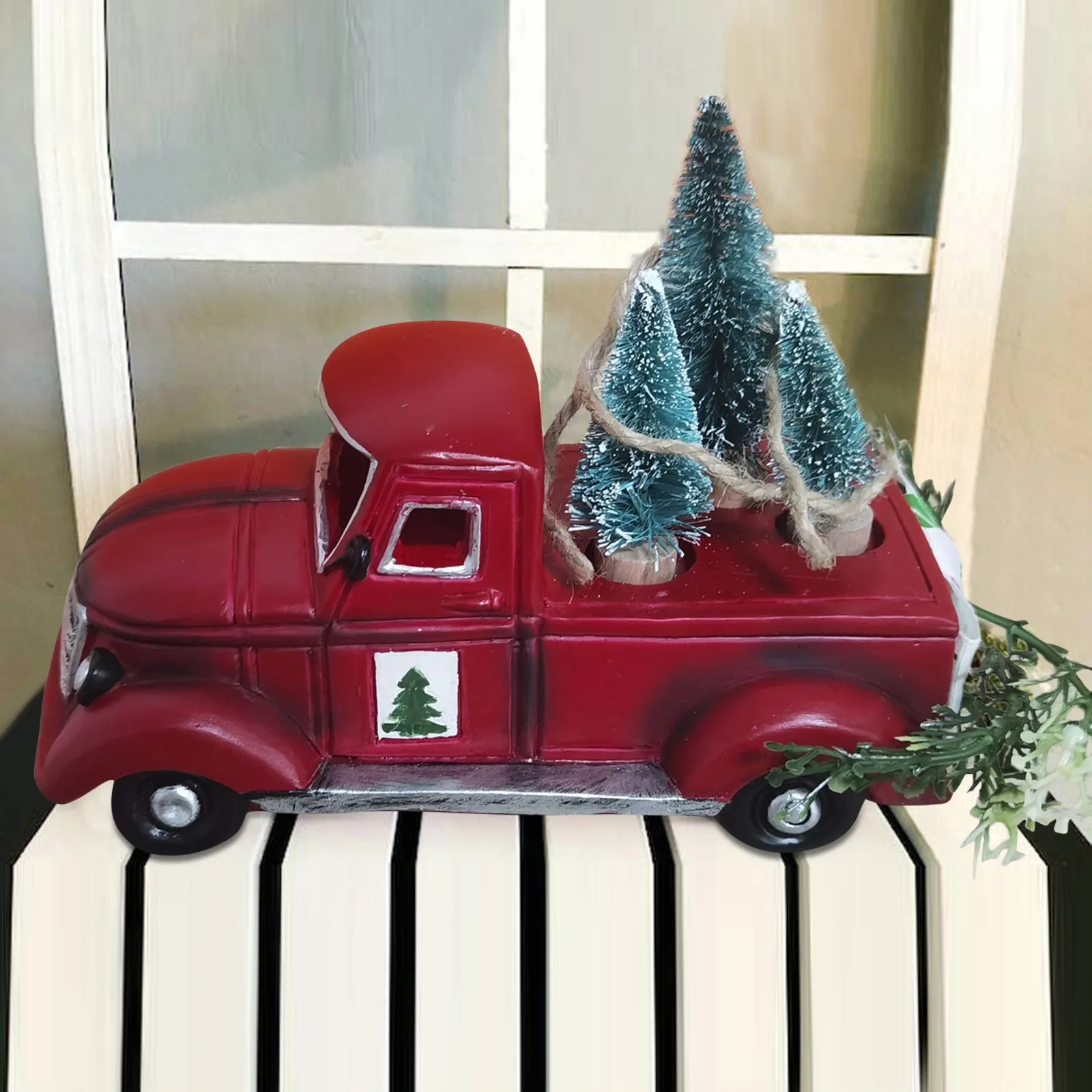 Decdeal Veicoli da Collezione,Vintage Metallo Classico Rustico Camioncino,Natale Home Office Decor 