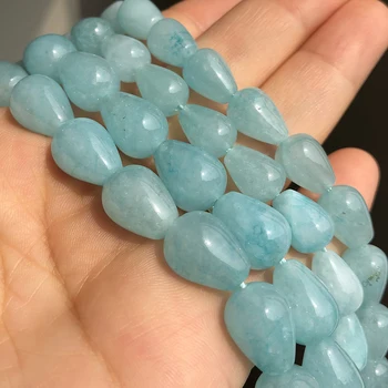 

Aquamarina Color Chalcedony Jades Stone Spacer Beads Water Drop Natural Stone Beads For Jewelry Making Diy Bracelet Necklace 15"