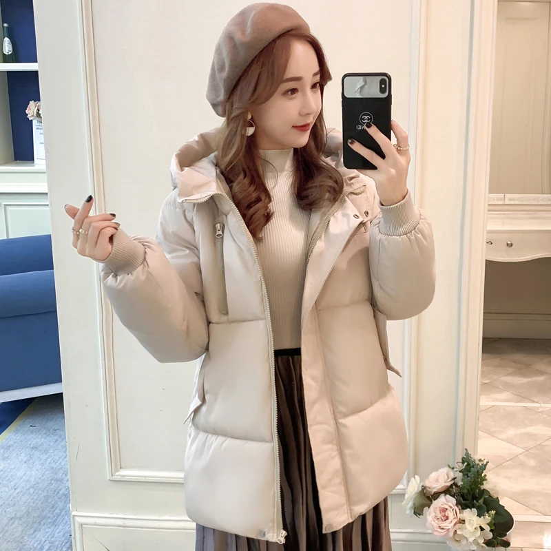 Новая зимняя куртка для женщин корейский стиль с капюшоном пальто Модные женские пуховики женские парки повседневные куртки защита от ветра, от дождя