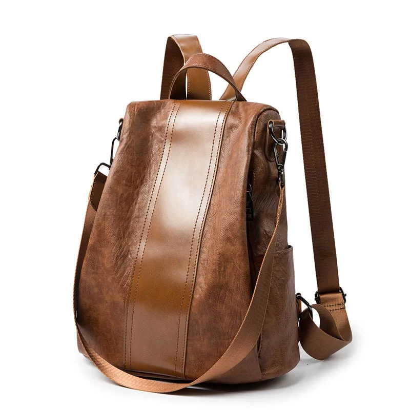 

Anti-Theft Backpack Women's Korean-style 2019 New Style Fashion England Versitile Fashion Back Destroyed Bag Dual Soft Leather B