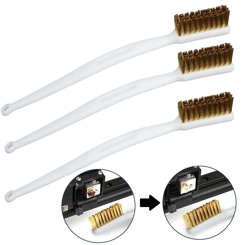 MEGA 3pcs Metal Toothbrush 3D Printer Parts Copper Wire Brass Brush Nozzle Cleaner Heater Block Hotend Cleaning Hot Bed