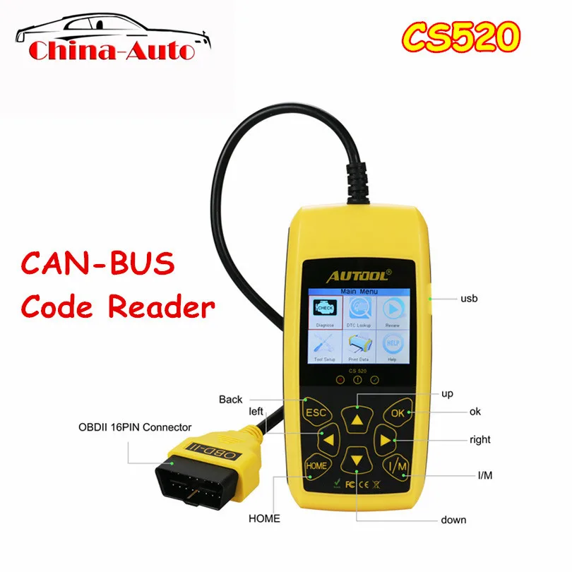 AUTOOL CS520 OBD2 OBDII CAN-BUS Code Reader Live Data Automotive Fault Autool CS-520 OBD Diagnostics Scanner CS 520 |