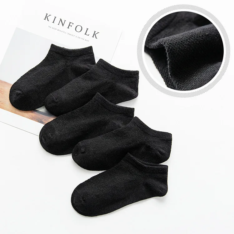 mesh-black 5 пар/лот, носки для малышей короткие носки белого цвета для мальчиков и девочек хлопковые мягкие детские спортивные носки свободный школьный носок для школьников - Цвет: mesh-black