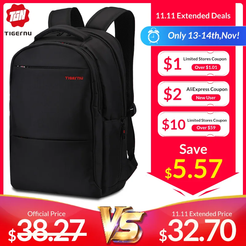 Comprar Tigernu antirrobo 20L de gran capacidad mochilas universitarias de 15,6 pulgadas Mochila negra para hombre Mochila para mujer Mochila para ordenador portátil de 15 a 17 pulgadas