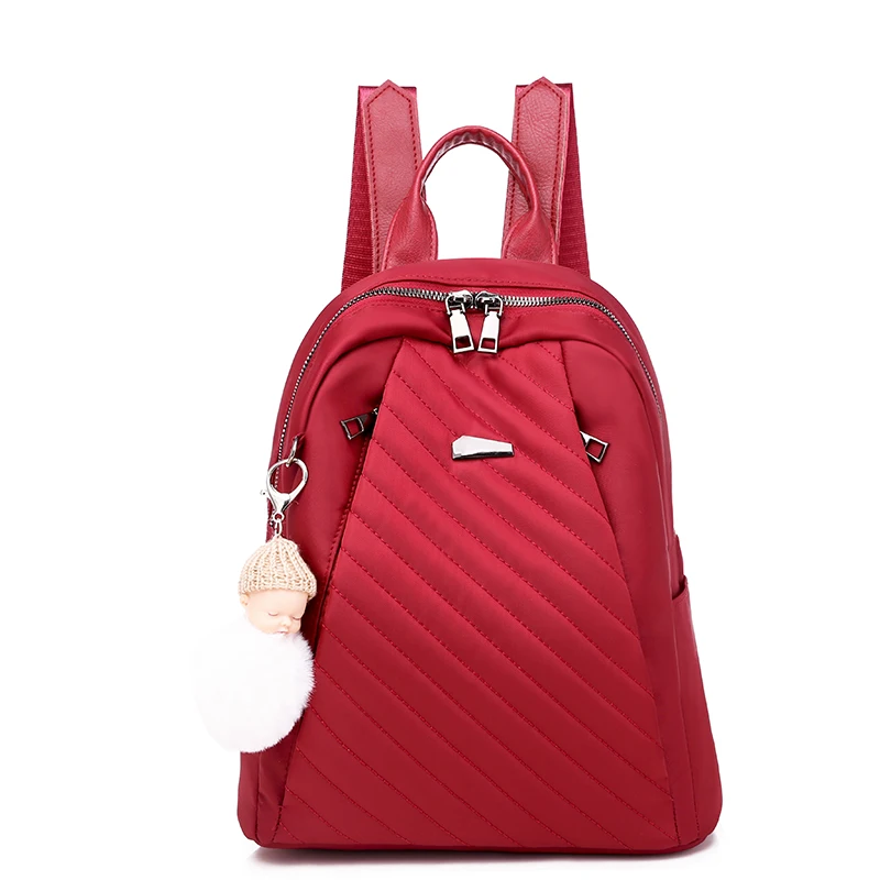 Роскошные брендовые сумки для женщин Новая мода ткань Оксфорд на молнии женский рюкзак школьная сумка высокого качества кулон в подарок - Цвет: red