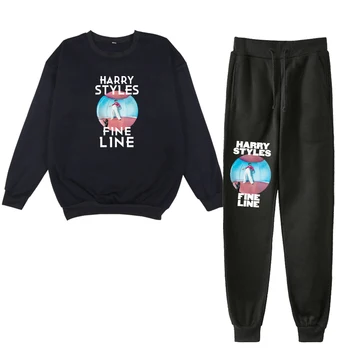 

Harry Styles Printing Harajuku Tracksuit Autumn and Winter Fashion Hip Hop O Neck Sweatshirt and Plants Women Two Piece Set