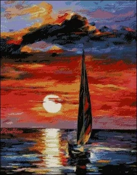 

Sailing scenery Cross Stitch Kits Crafts 14CT Unprinted For Embroidered Handmade Art Oil Painting Wall Home Decor