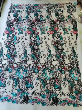 

french tulle lace fabric with sequins New design african Net lace fabric with embroidered mesh material