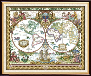 

Joy Sunday Old world map Cross-stitch Kits 11 CT Printed Canvas Cross Stitch Pattern Embroidery Needlework Sets