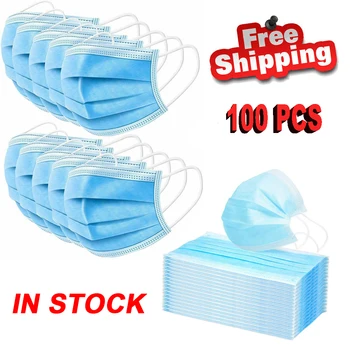 

100PCS Face Mouth Mask Anti Virus Mask Disposable Protect 3 Layers Filter Earloop Non Woven Mask Anti-dust Pm2.5 Protection Mask