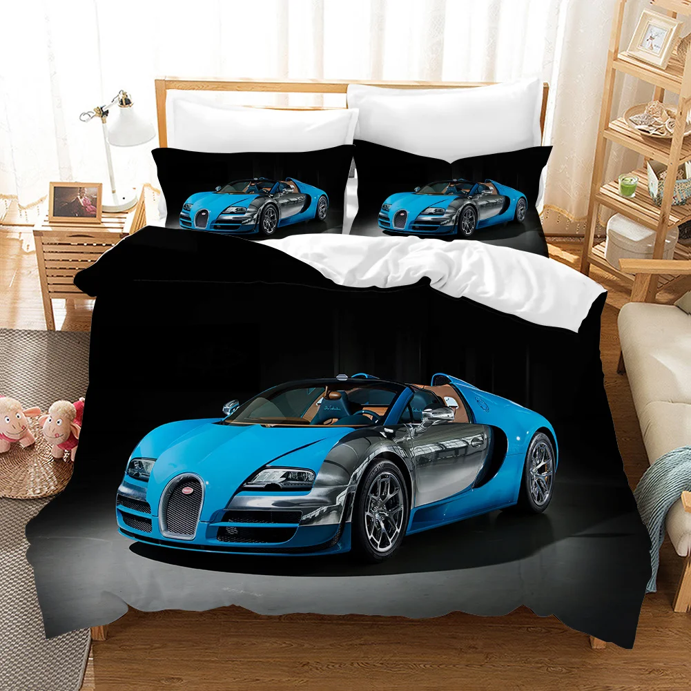 Car Sports Printed Duvet Cover Race Car Bedding Sets With Pillowcases For Teens Kids Boys Cool Bedroom Decor 2/3pcs Bedclothes