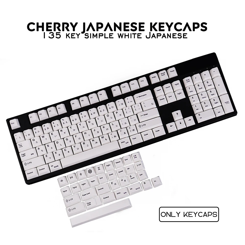 Tema Branco Minimalista 135 Teclas de Cereja Perfil Pbt Keycap Dye-sub Inglês Personalizado Personalidade Keycaps para Teclado Mecânico 61
