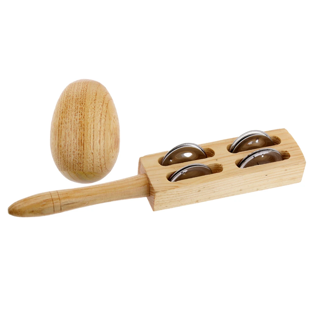 Handcrafted Wooden Egg Shaker Handbells Shaker Bells Children Education Toy