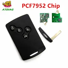 Cartão chave do carro fob 433 mhz pcf7952 chip lâmina 4 botão chave remota 7952