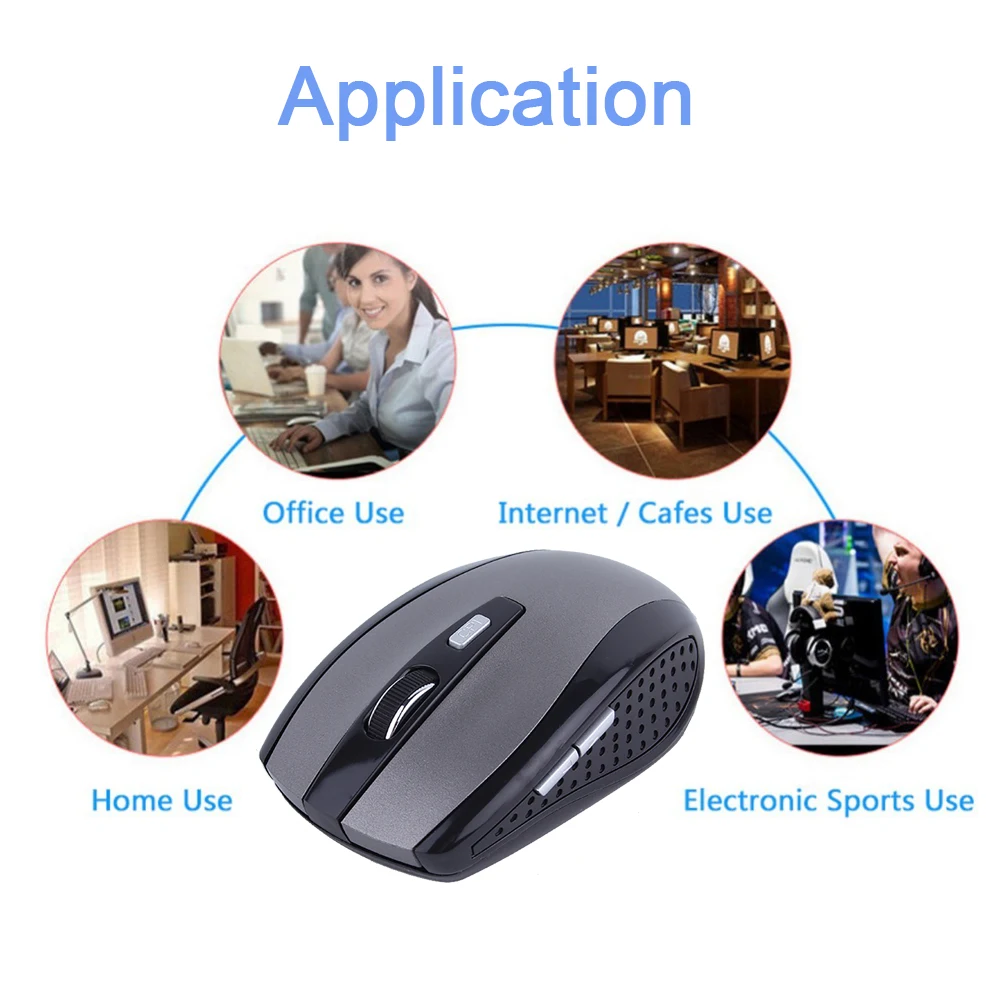 For PC Laptop Wireless Mouse Optical Gaming Mouse Portable 2.4GHz Mouse with USB Nano Dongle Office Gamer Computer Desktop Mice