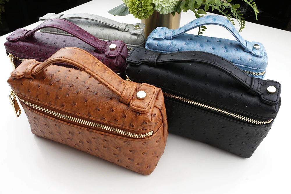 Роскошная сумка из тисненой кожи страуса, маленькая сумка-клатч из коровьей кожи, дизайнерская сумка-кошелек
