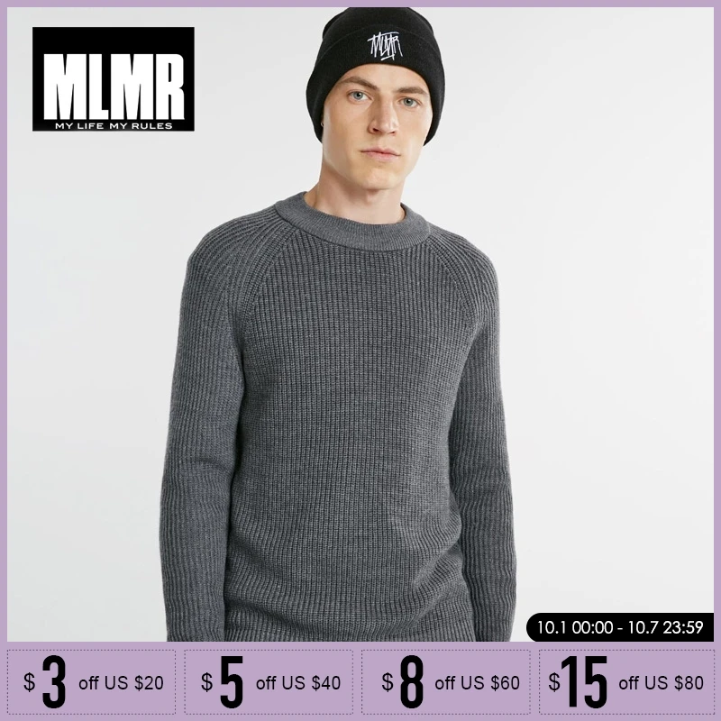 

MLMR Crew Neck Autumn Winter Men wool blended knit sweater |218325502