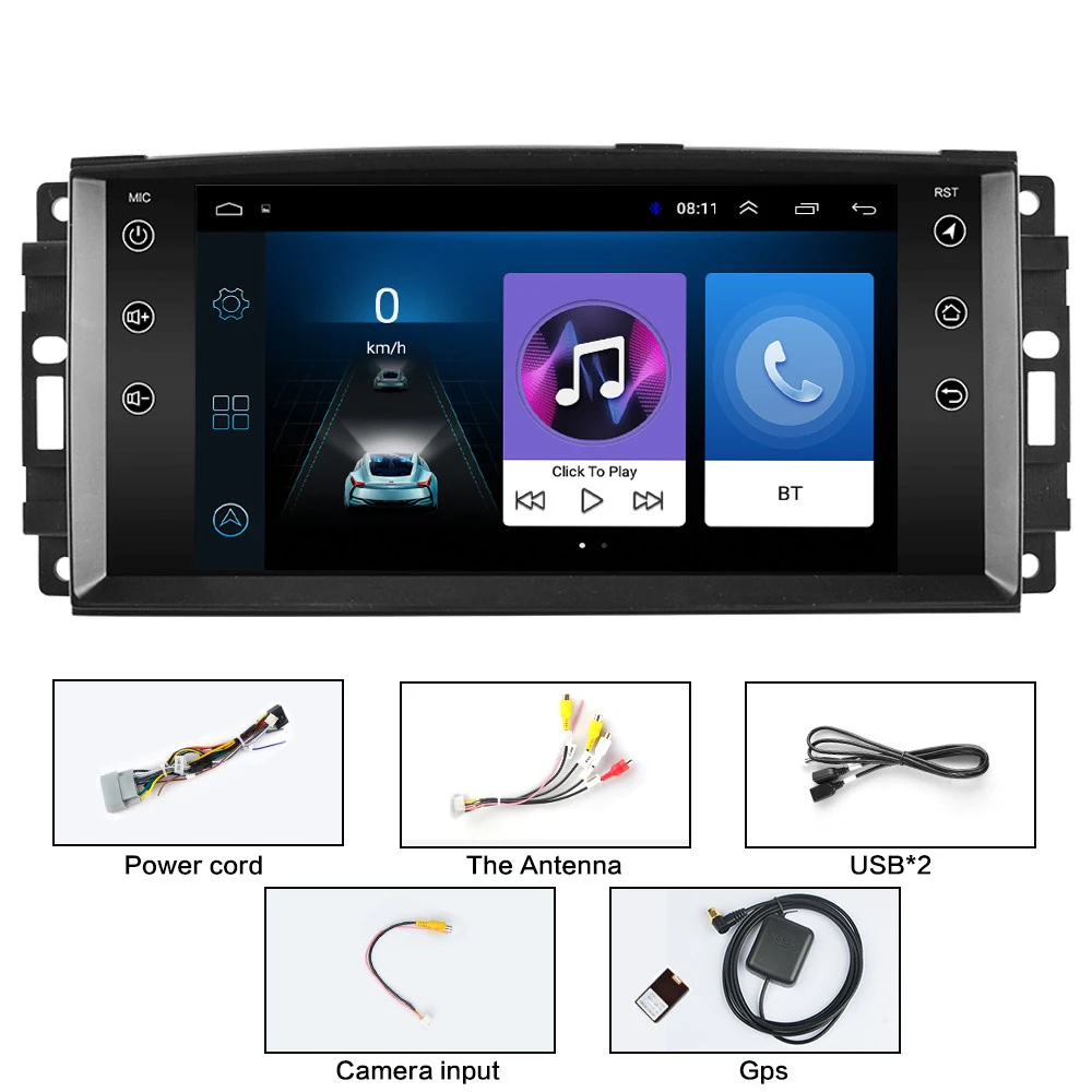 2 Din Android 8 1 автомобильный радиоприемник мультимедийный плеер навигация GPS для jeep