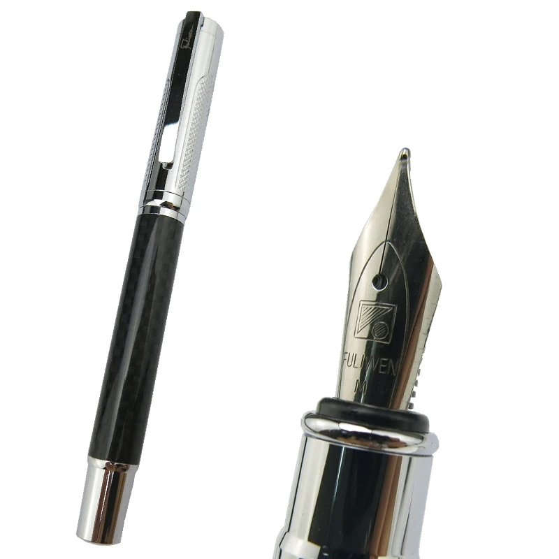 Fuliwen Carbon Fiber Fountain Pen Medium Nib 0.7mm Classic Black Color Fine Quality Business Writing Gift Pen трап veconi medium black v350mb d 40 мм боковой выпуск 415х125 мм линейный