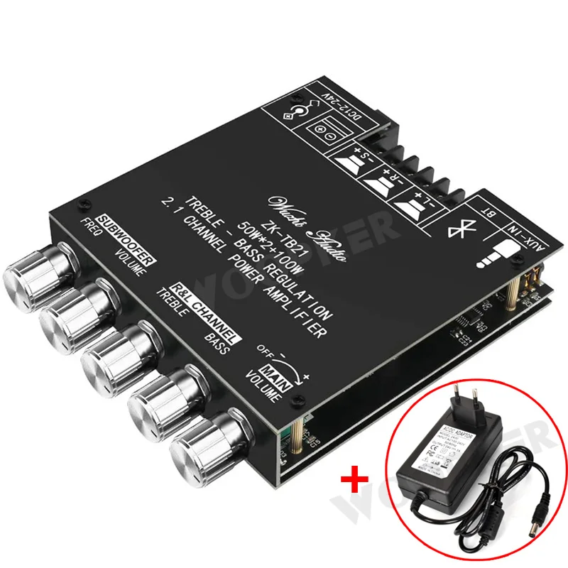 ZK-TB21 TPA3116D2 Bluetooth 5.0 Subwoofer Amplifier Board 2.1 Channel AMP Module DIY Audio Boards 