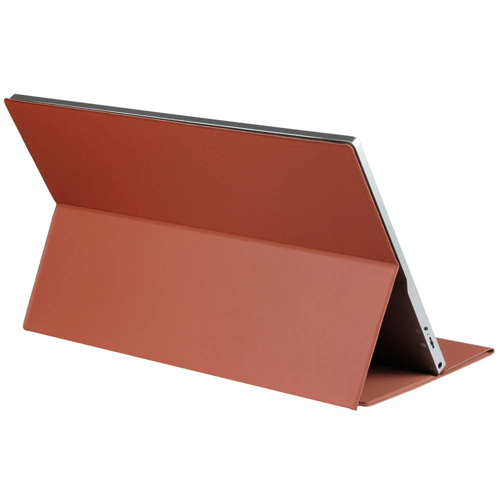para Monitor Portátil de Luxo pu Leather Case Smart Protective Cover 12.5 13.3 15.6 Polegada Mobile Display Screen Stand Funda Capa