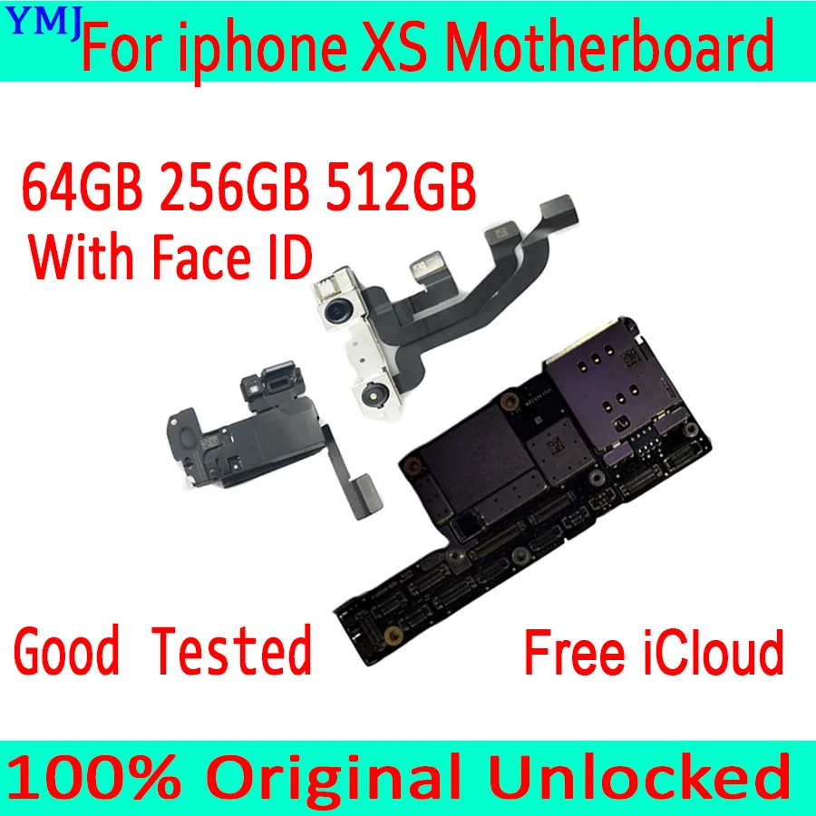 

Full Tested Unlocked For iPhone XS Motherboard With Face ID Mainboard For iPhone XS Logic Board 64GB 256GB 512GB