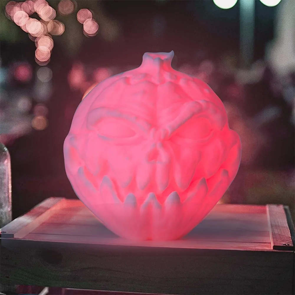 

Remote Control 16 Colors Changing 3D Halloween Pumpkin Light Printing Devil Pumpkin Face Light Pat Night Lamp for Home Decor