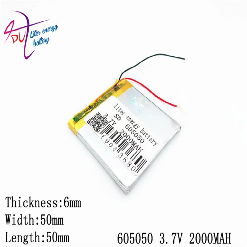 Лучший размер батареи 605050 3 7 v 2000mah литий полимерный аккумулятор с платой для Mp4 Mp5
