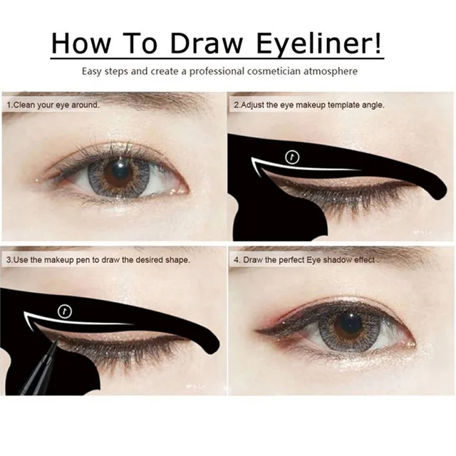 2pcs Eyeliner Stencils Cat Line Eyeliner Stamps Cat Pro Eye Liner Stamps Models Eyeliner Template Shaper Eye Liner Makeup Tool 4