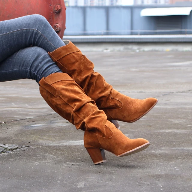 Boekhouding vreemd Wasserette Vrouwen Winter Bruine Laarzen Suede Knielengte Boot Grote Maat 43 Dikke Hak  Comfortabele Fit Vet Mm Vrouw Schoenen vrouwen Hoge Laarzen|Knie hoogte  Laarzen| - AliExpress