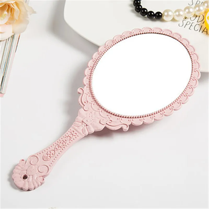 Elliptical nano pink Портативное винтажное косметическое зеркало для макияжа, овальное круглое зеркало для рук, благородное восстановление древних способов, косметическое зеркало, инструмент для красоты - Цвет: Elliptical nano pink